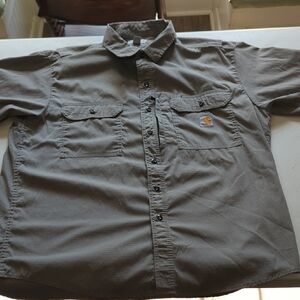 Carhartt Men's XL Charcoal Button-Down Shirt light Weight Work Shirt....